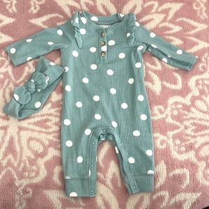 Cat & Jack Button Outfit with Matching Headband